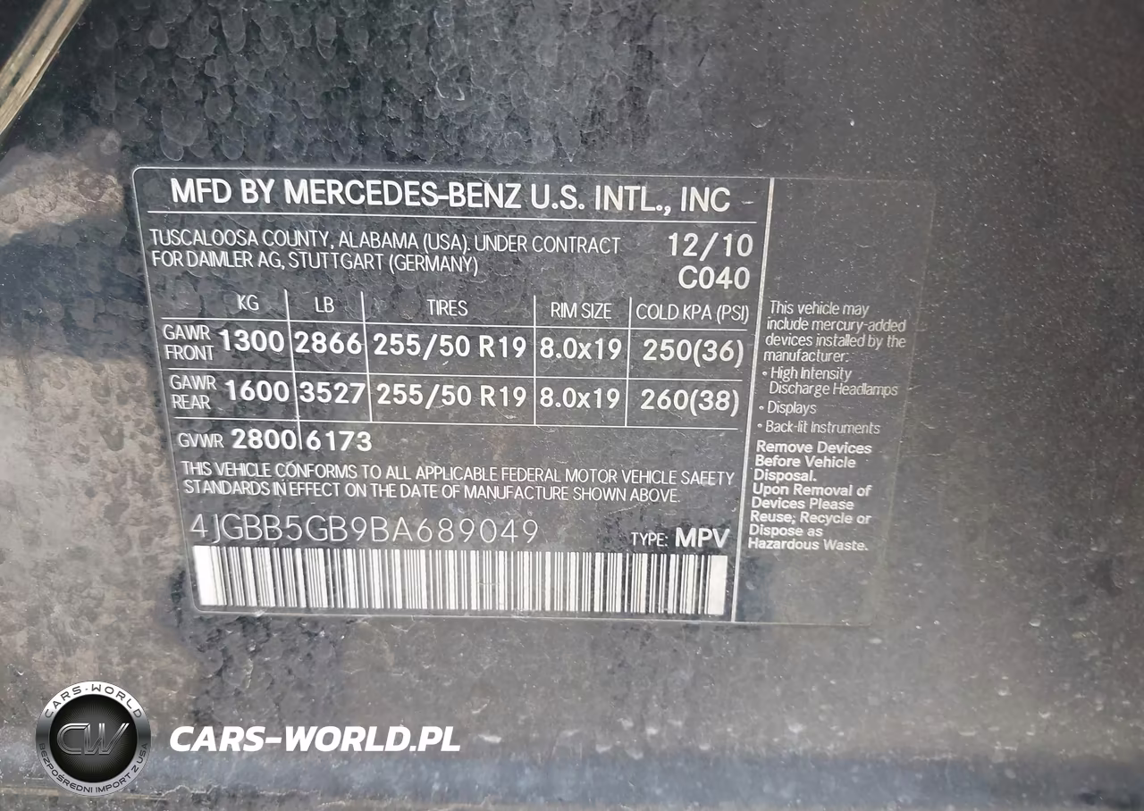 2011 Mercedes-Benz Ml 350 VIN:4JGBB5GB9BA689049 - 9