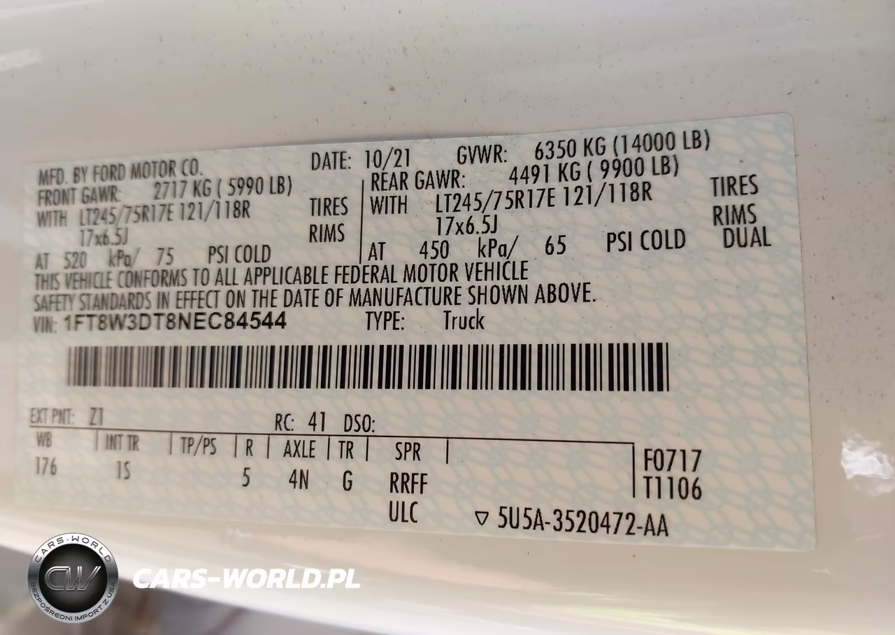 2022 Ford F-350 Xl VIN:1FT8W3DT8NEC84544 - 9