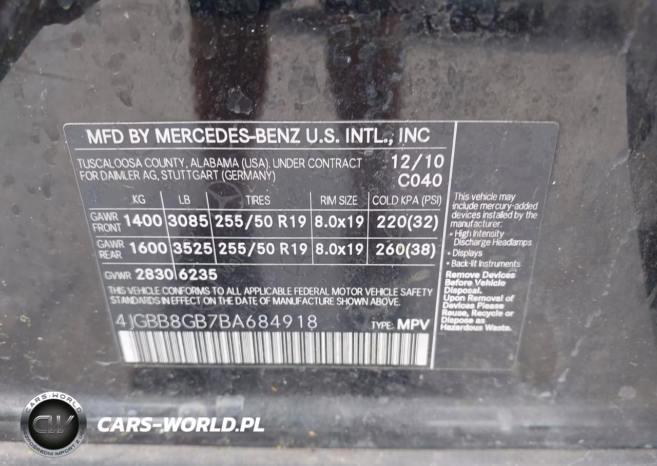 2011 Mercedes-Benz Ml 350 4Matic VIN:4JGBB8GB7BA684918 - 9