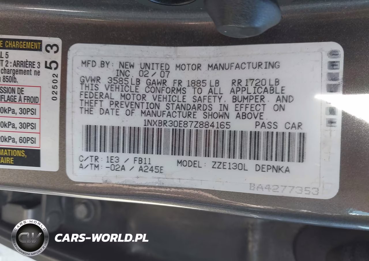 2007 Toyota Corolla Le VIN:1NXBR30E87Z884165 - 9