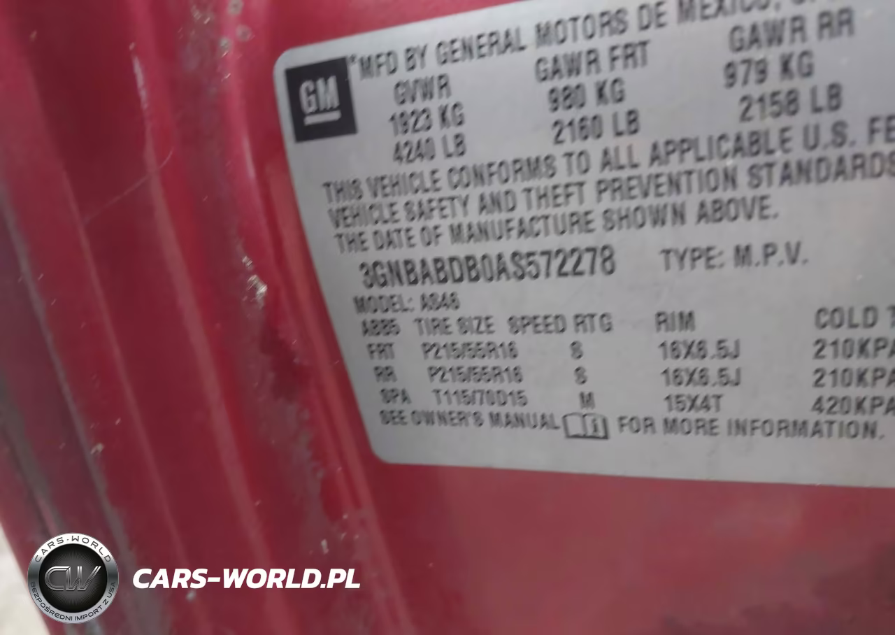 2010 Chevrolet Hhr Lt VIN:3GNBABDB0AS572278 - 9