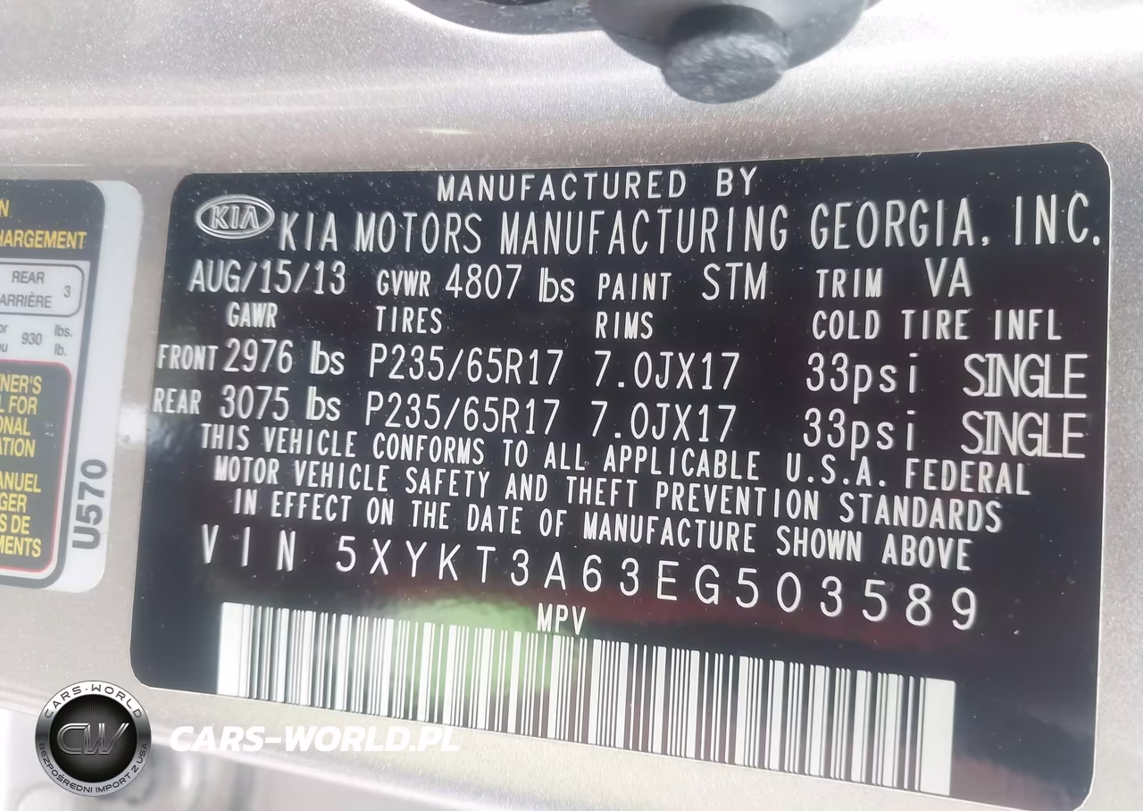 2014 Kia Sorento Lx VIN:5XYKT3A63EG503589 - 9