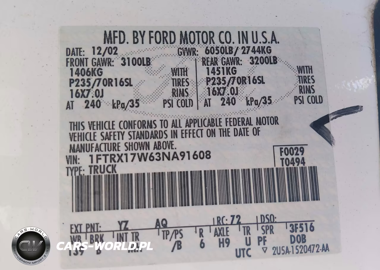 2003 Ford F-150 Lariat-Xl-Xlt VIN:1FTRX17W63NA91608 - 9