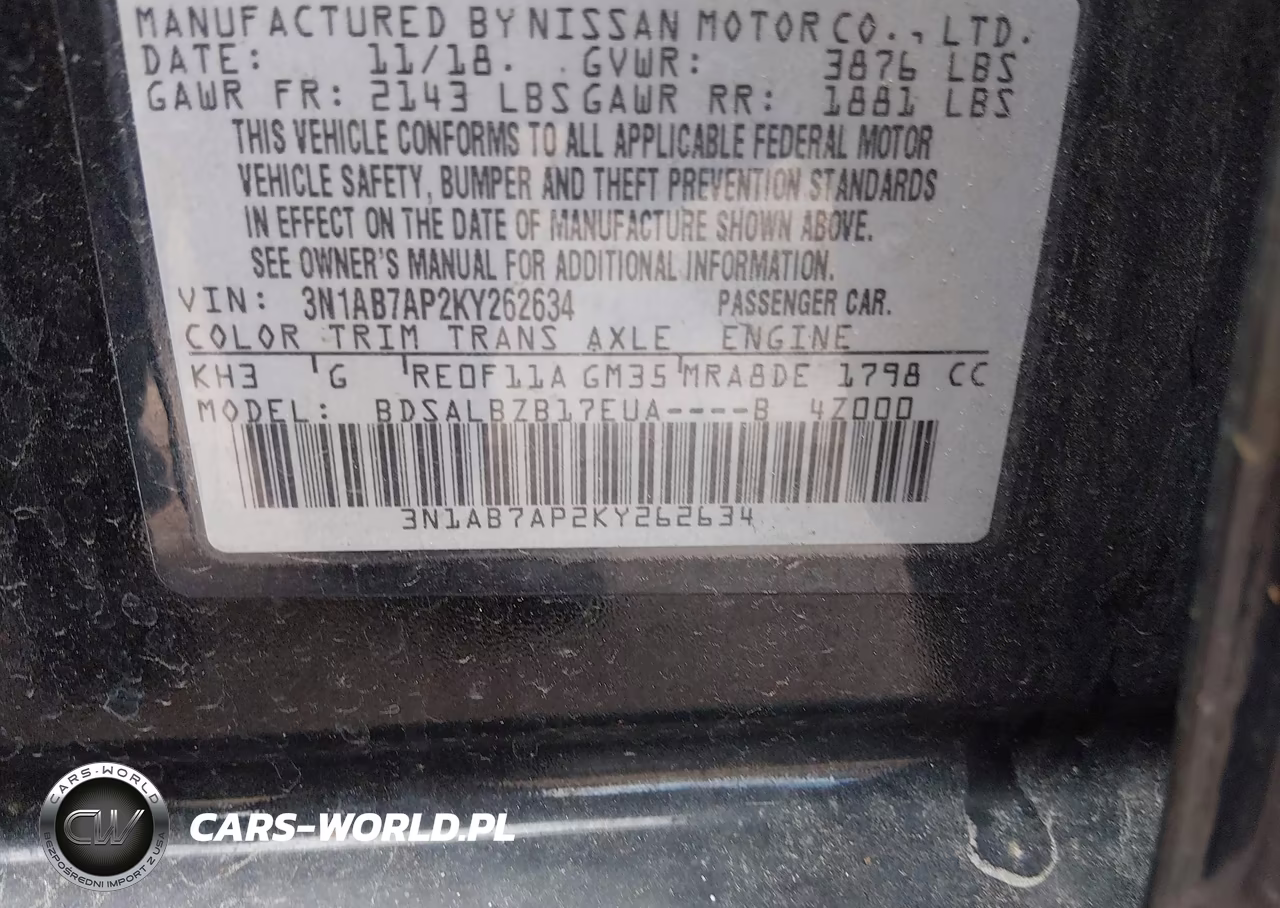 2019 Nissan Sentra S VIN:3N1AB7AP2KY262634 - 9