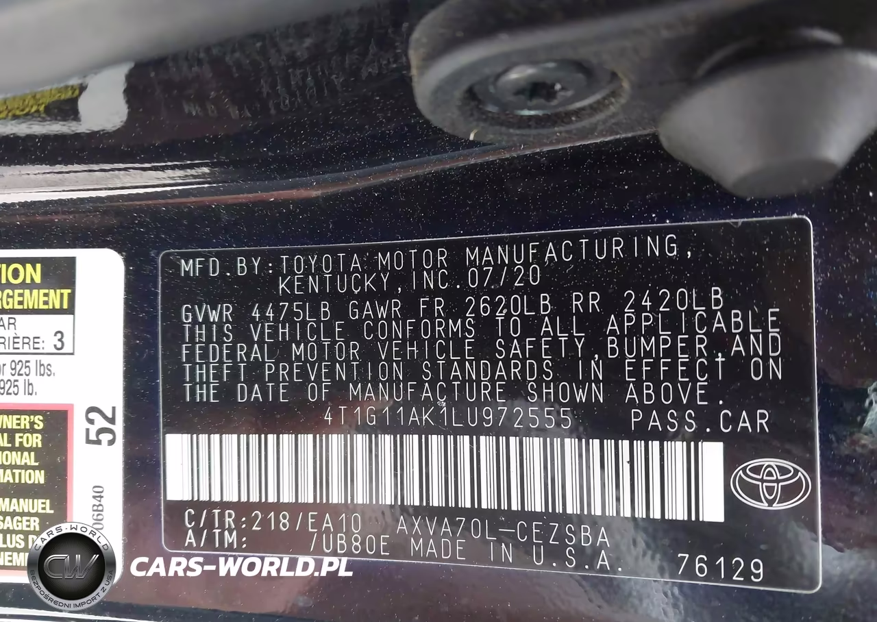 2020 Toyota Camry Se VIN:4T1G11AK1LU972555 - 9