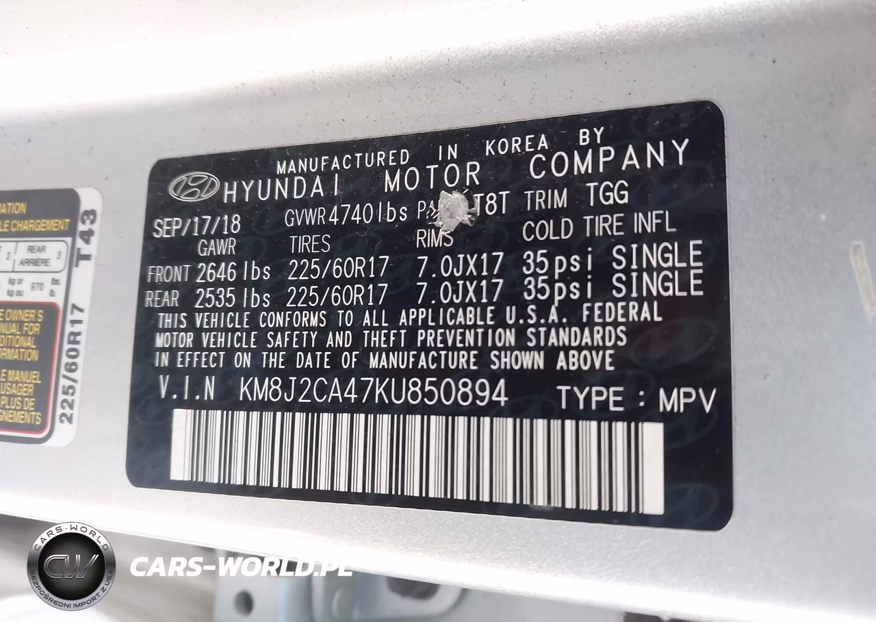 2019 Hyundai Tucson Se VIN:KM8J2CA47KU850894 - 9