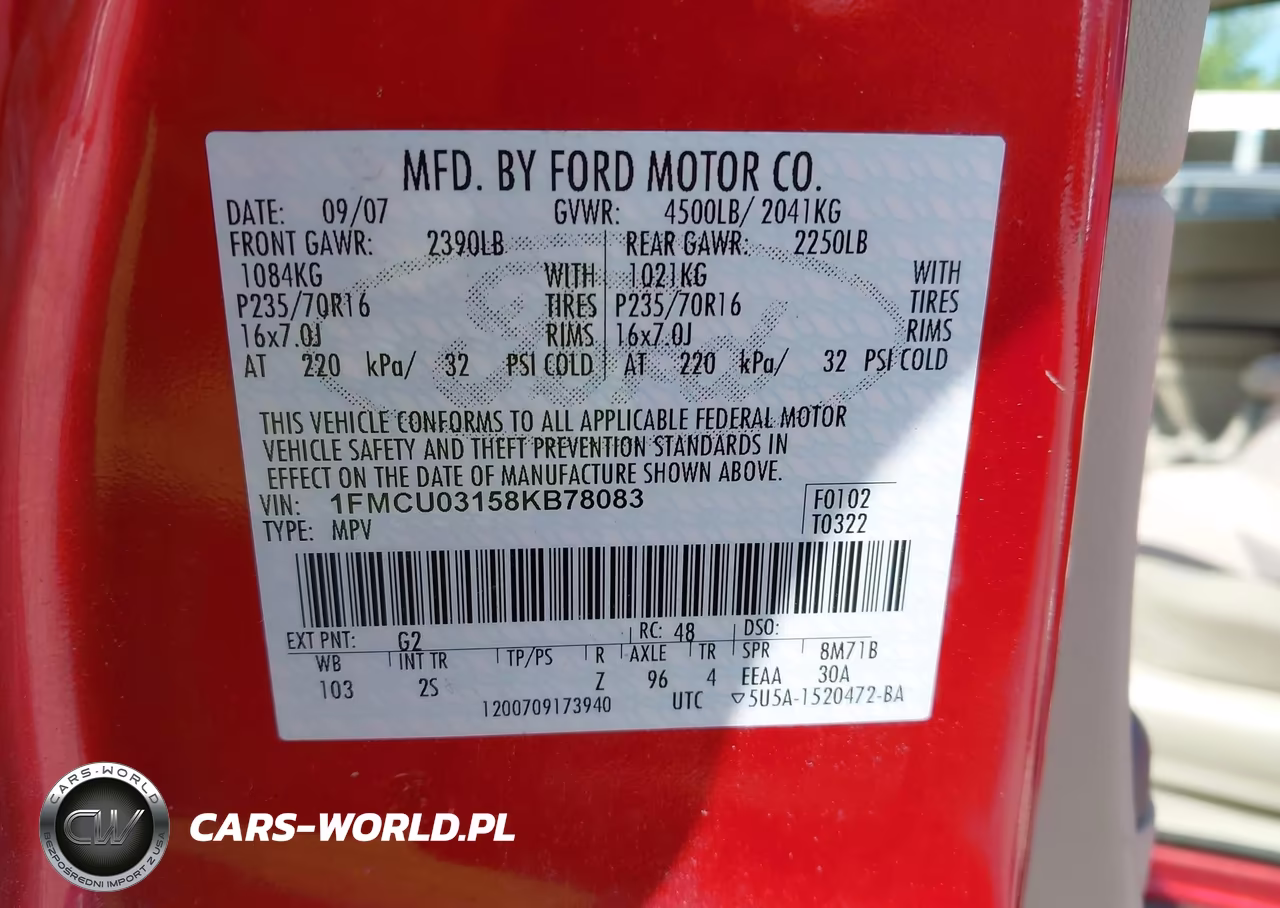 2008 Ford Escape Xlt VIN:1FMCU03158KB78083 - 9
