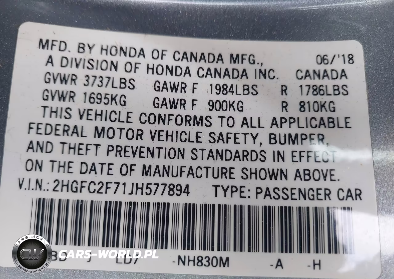 2018 Honda Civic Ex VIN:2HGFC2F71JH577894 - 9