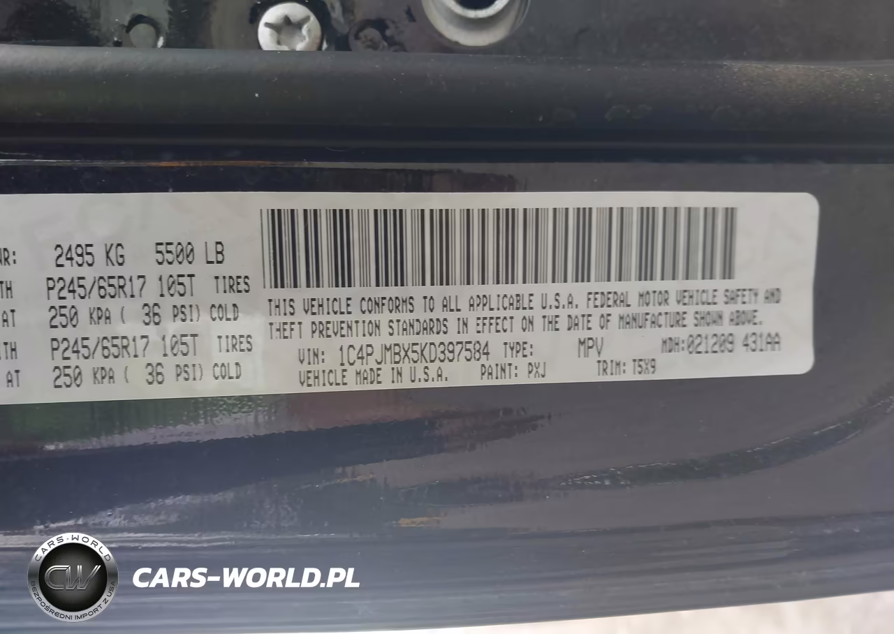 2019 Jeep Cherokee Trailhawk 4X4 VIN:1C4PJMBX5KD397584 - 9