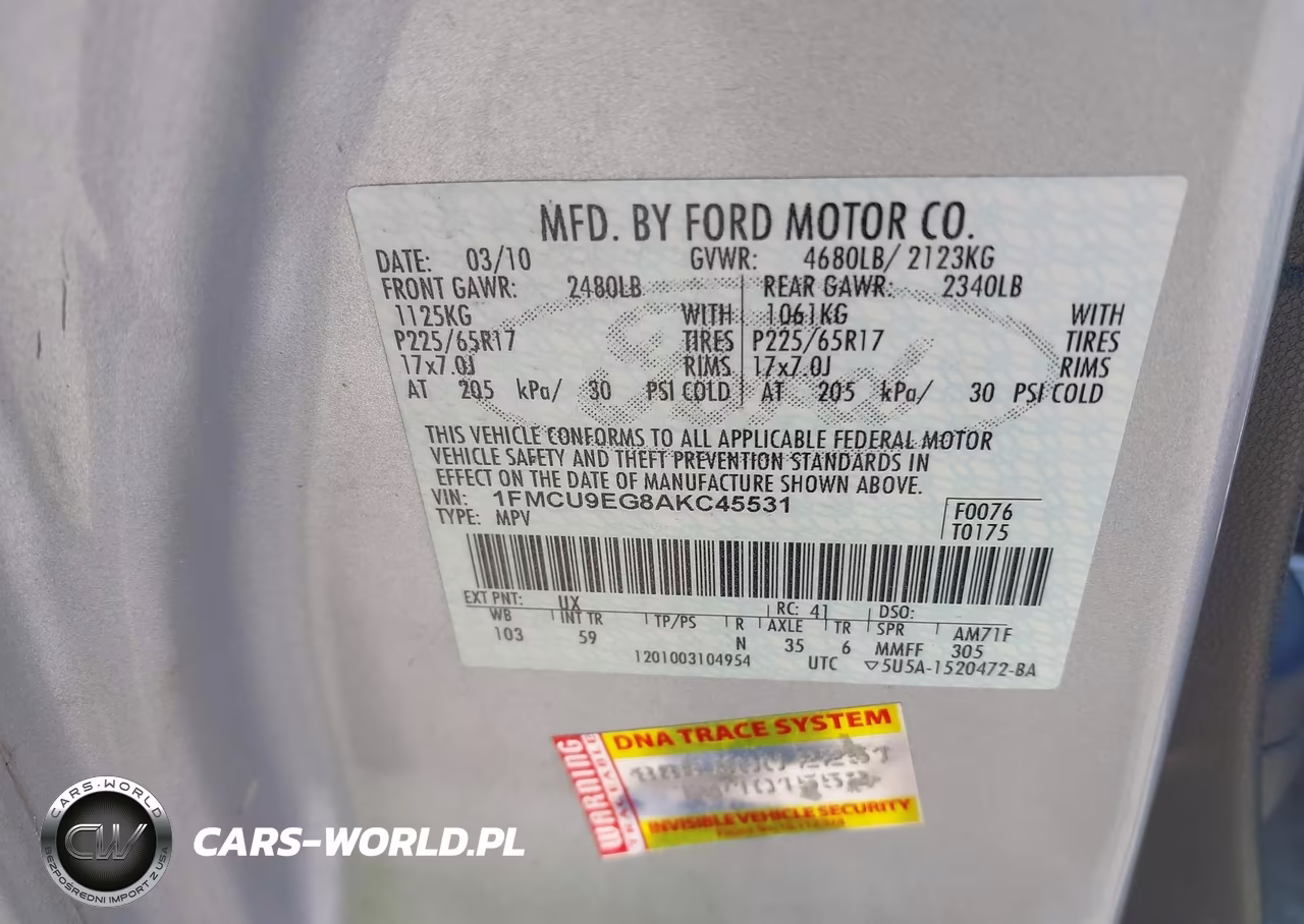 2010 Ford Escape Limited VIN:1FMCU9EG8AKC45531 - 9