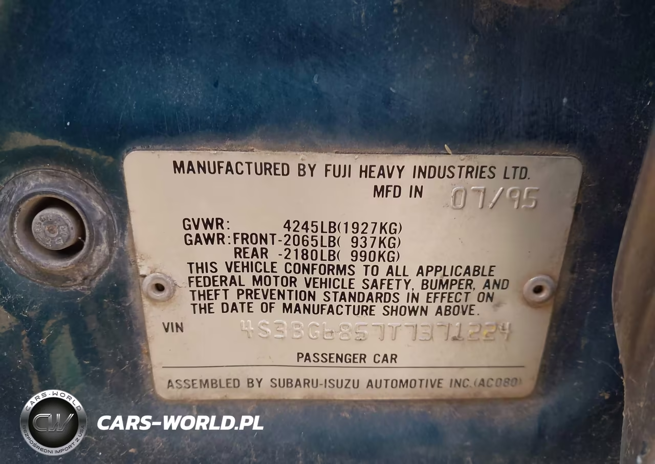 1996 Subaru Legacy Outback VIN:4S3BG6857T7371224 - 9