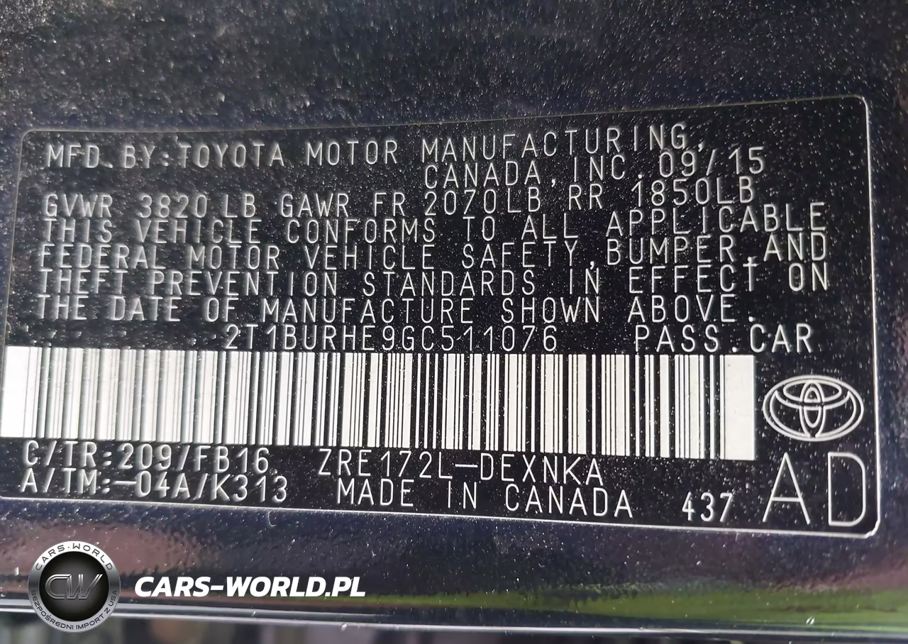 2016 Toyota Corolla Le VIN:2T1BURHE9GC511076 - 9