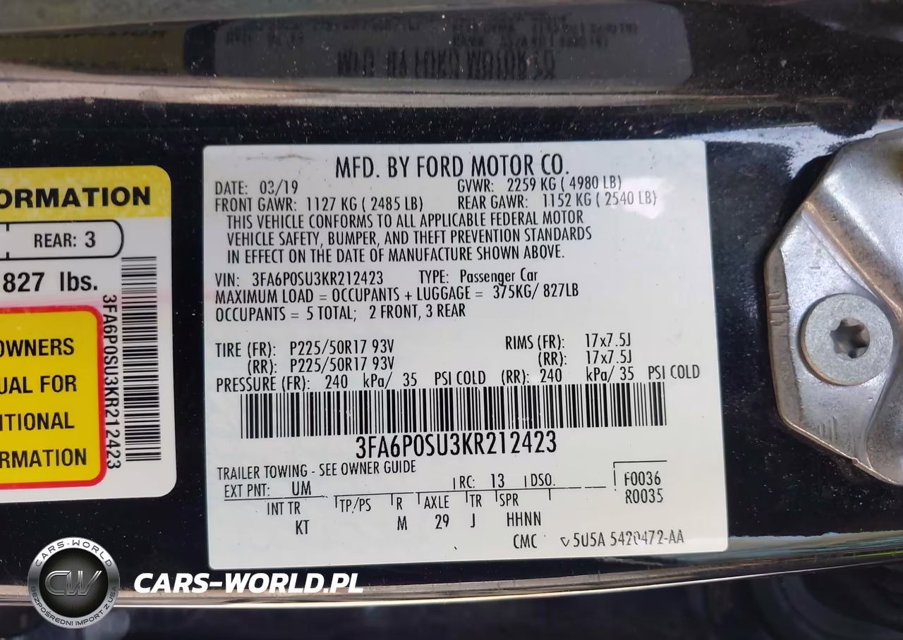 2019 Ford Fusion Energi Titanium VIN:3FA6P0SU3KR212423 - 9