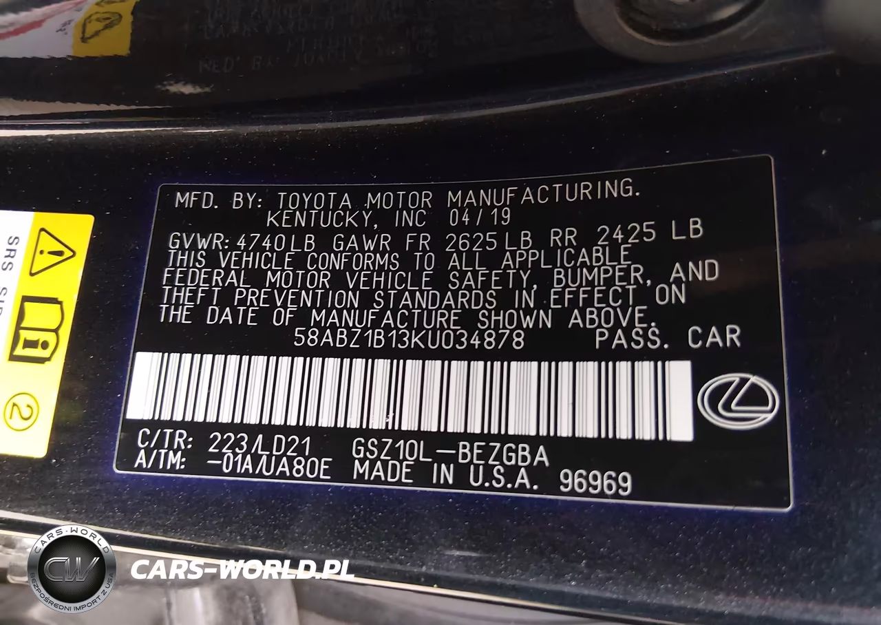 2019 Lexus Es 350 VIN:58ABZ1B13KU034878 - 9