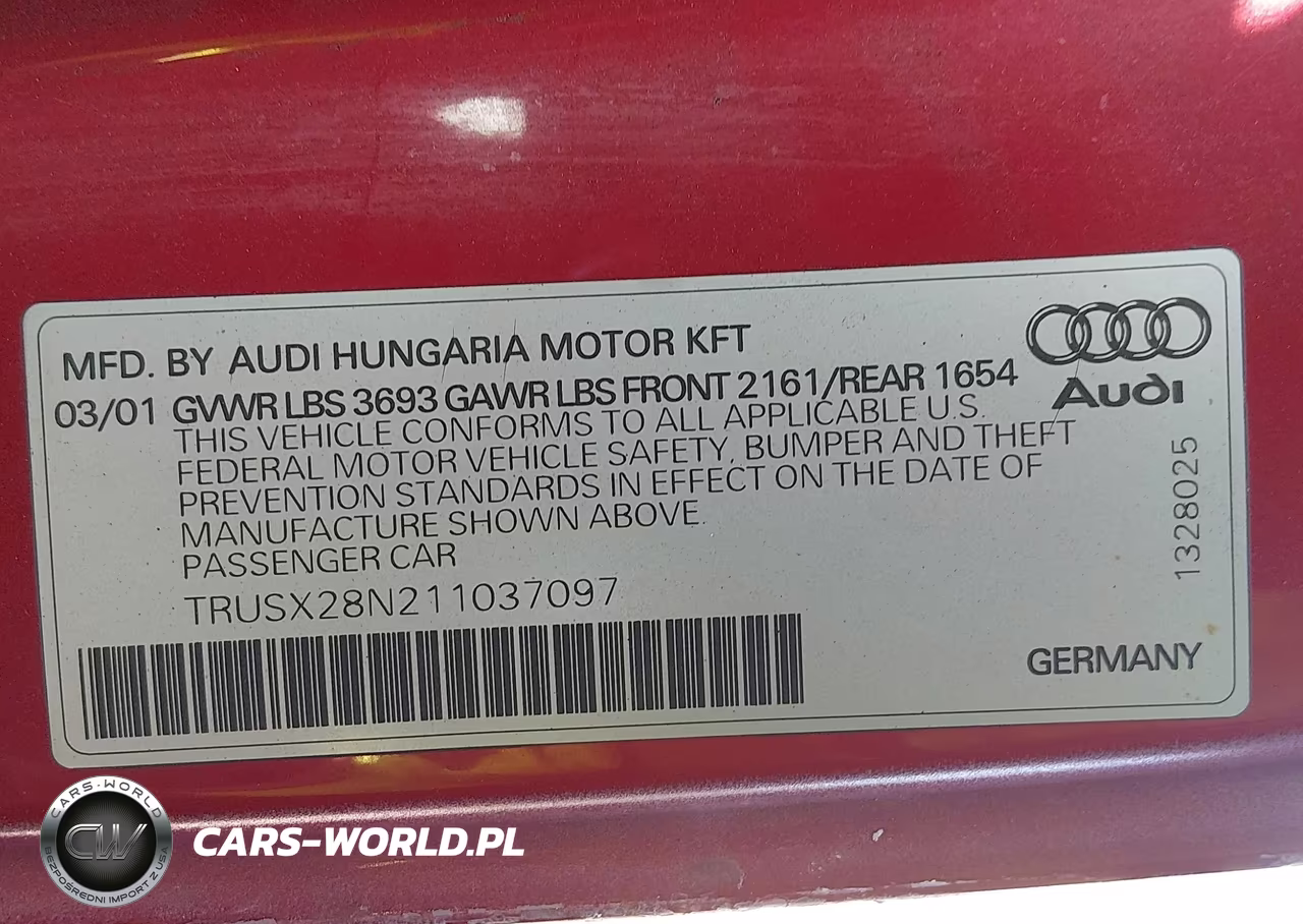 2001 Audi Tt VIN:TRUSX28N211037097 - 9