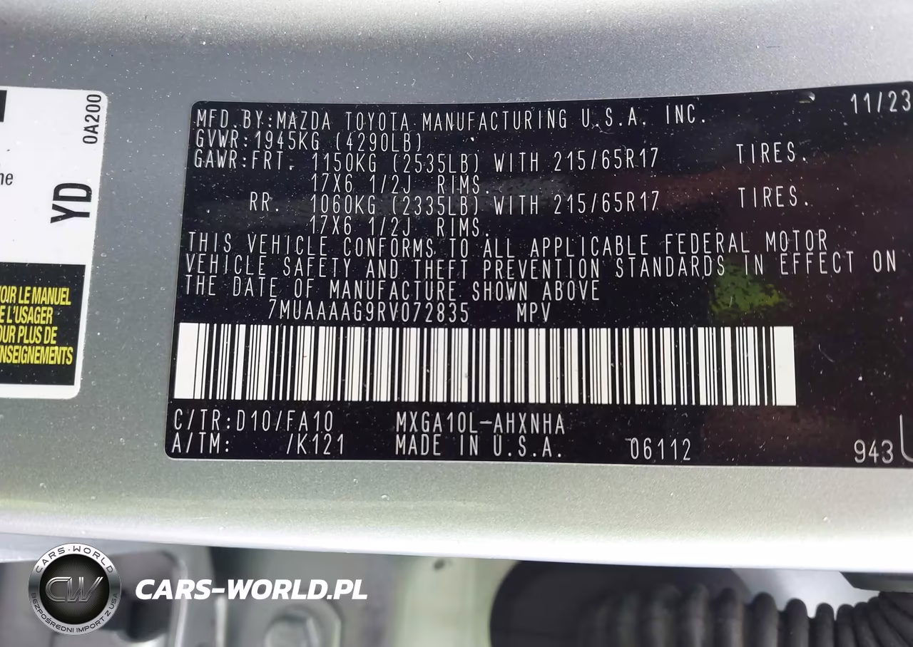 2024 Toyota Corolla Cross L VIN:7MUAAAAG9RV072835 - 9