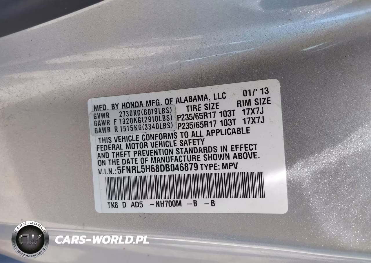 2013 Honda Odyssey Ex-L VIN:5FNRL5H68DB046879 - 9