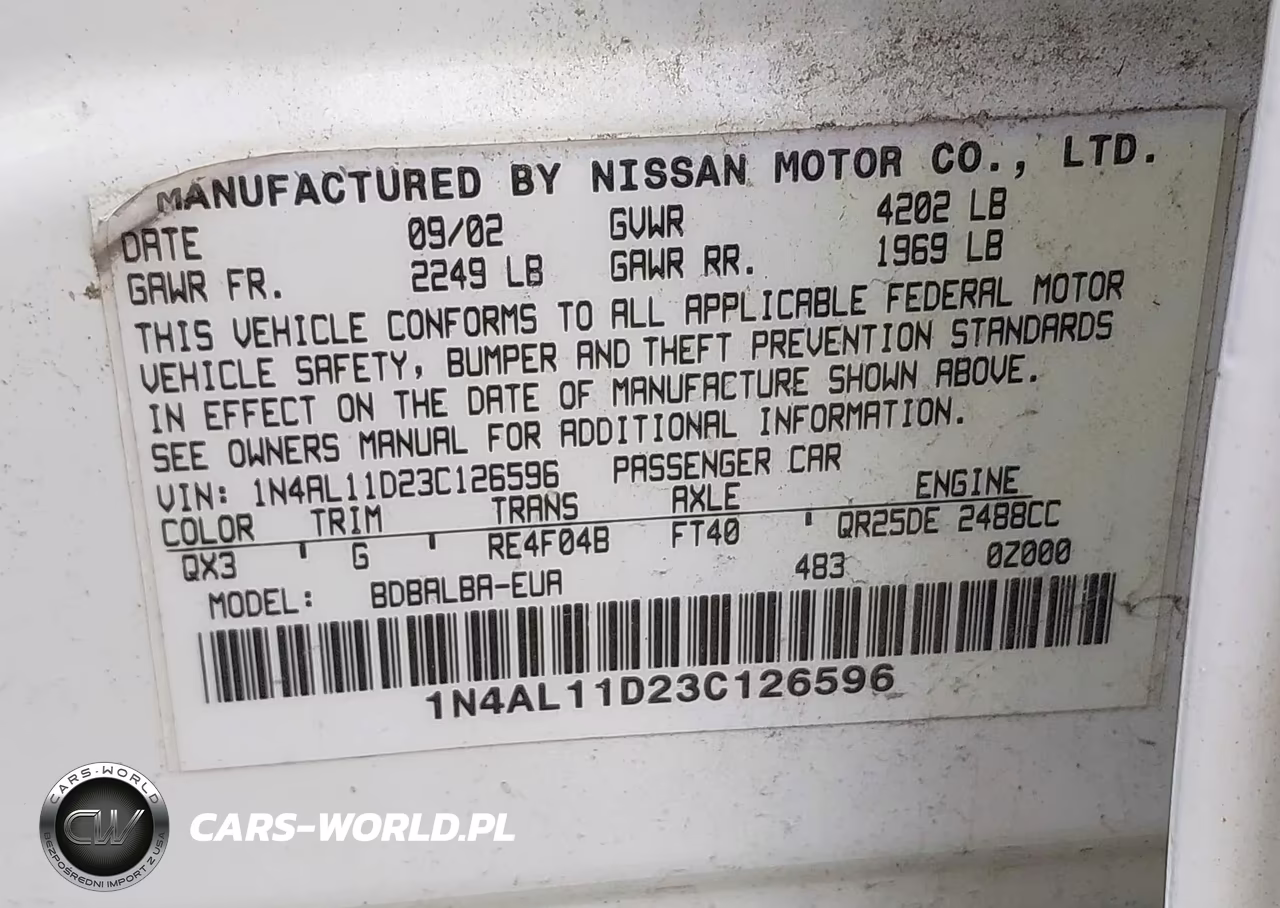 2003 Nissan Altima 2.5 S VIN:1N4AL11D23C126596 - 9