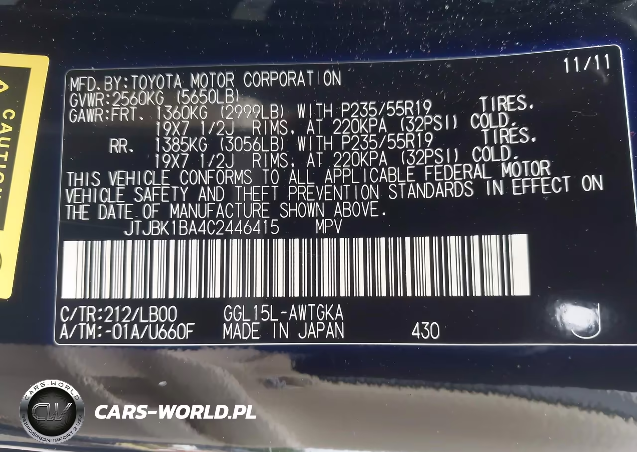 2012 Lexus Rx 350 VIN:JTJBK1BA4C2446415 - 9