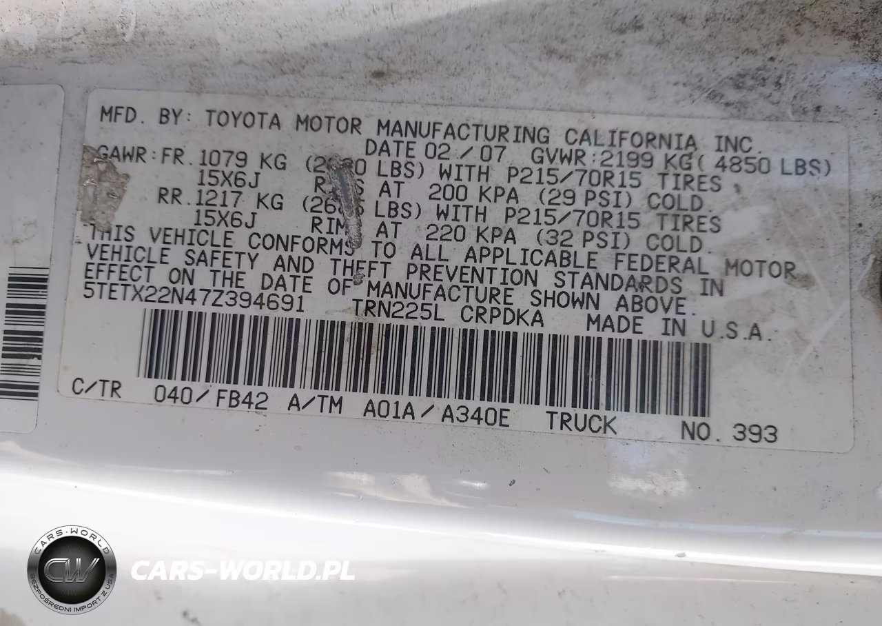2007 Toyota Tacoma VIN:5TETX22N47Z394691 - 9