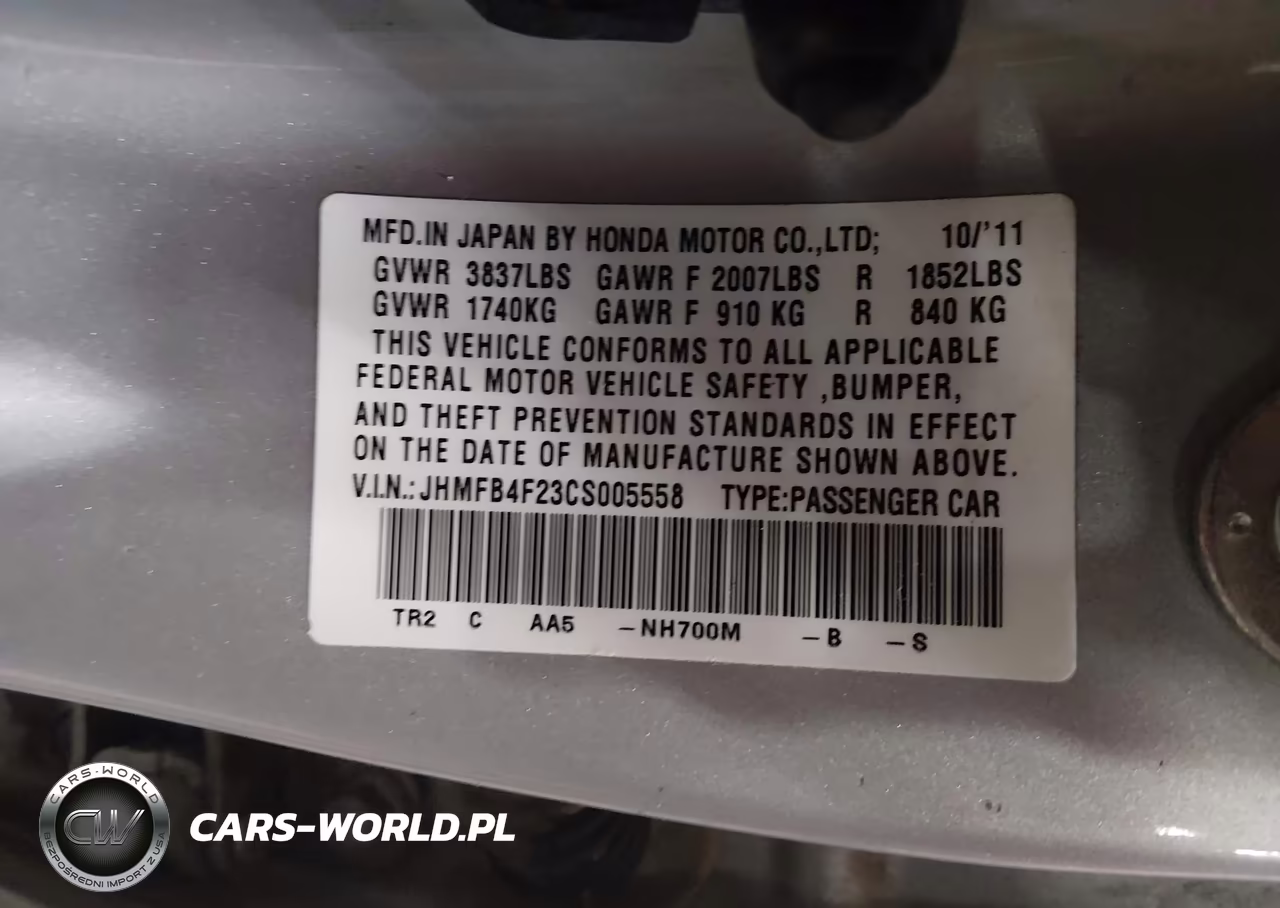 2012 Honda Civic Hybrid VIN:JHMFB4F23CS005558 - 9
