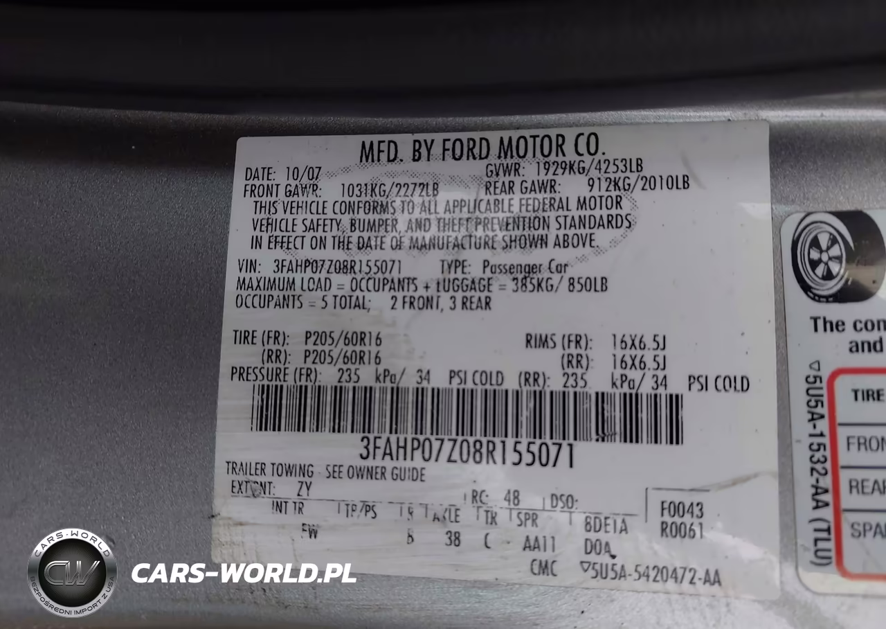 2008 Ford Fusion Se VIN:3FAHP07Z08R155071 - 9