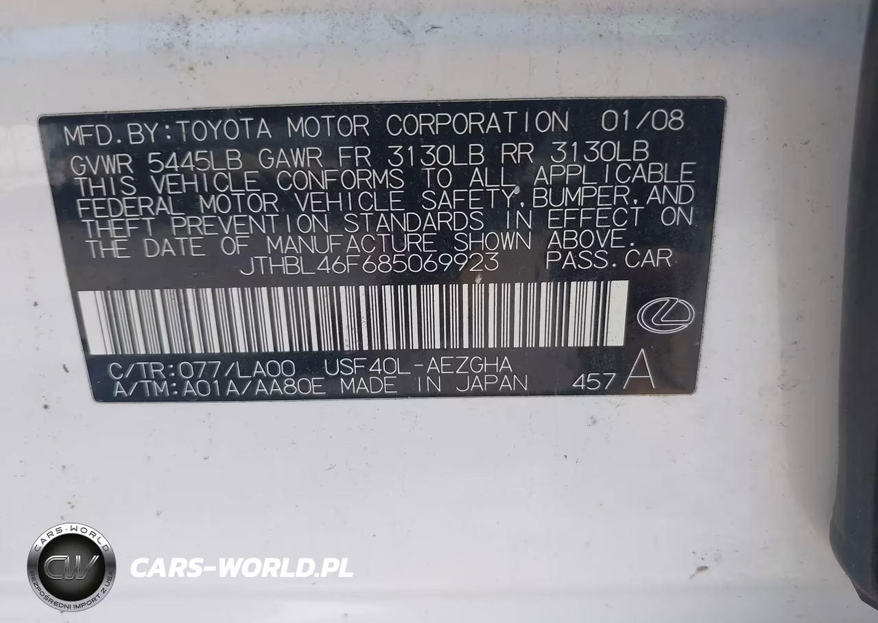 2008 Lexus Ls 460 VIN:JTHBL46F685069923 - 9