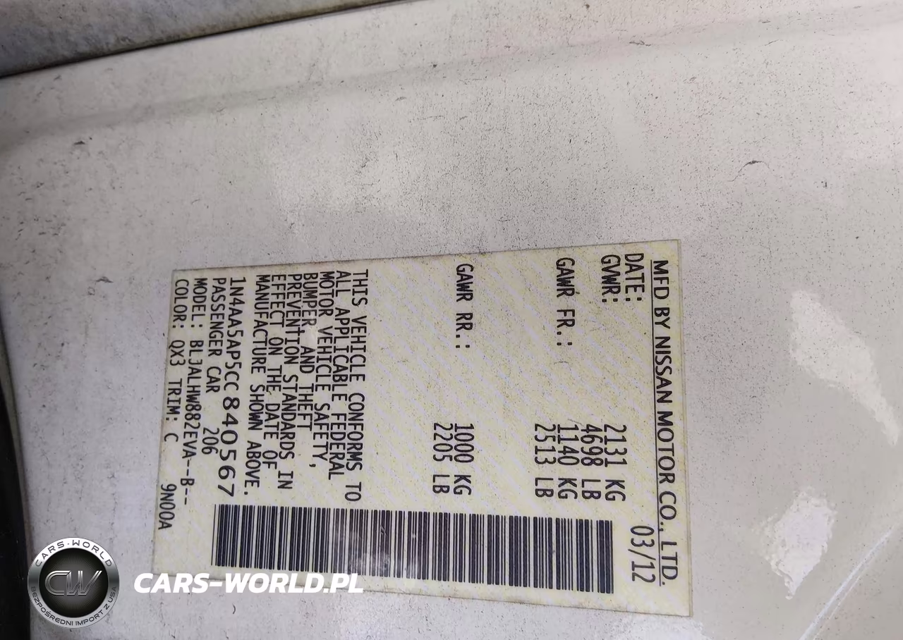 2012 Nissan Maxima 3.5 Sv VIN:1N4AA5AP5CC840567 - 9