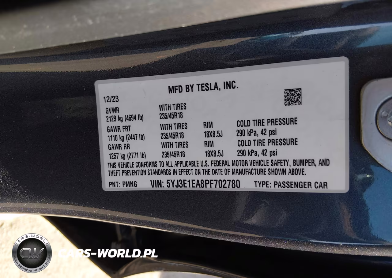 2023 Tesla Model 3 Rear-Wheel Drive VIN:5YJ3E1EA8PF702780 - 9