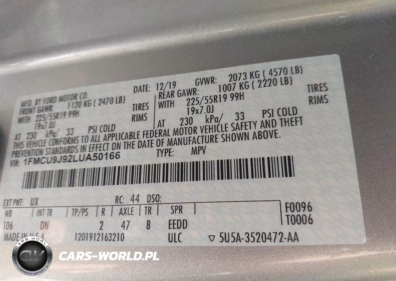 2020 Ford Escape Titanium VIN:1FMCU9J92LUA50166 - 9