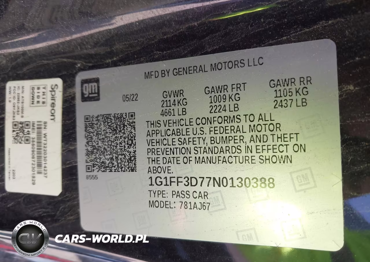 2022 Chevrolet Camaro Rwd Lt1 VIN:1G1FF3D77N0130388 - 9
