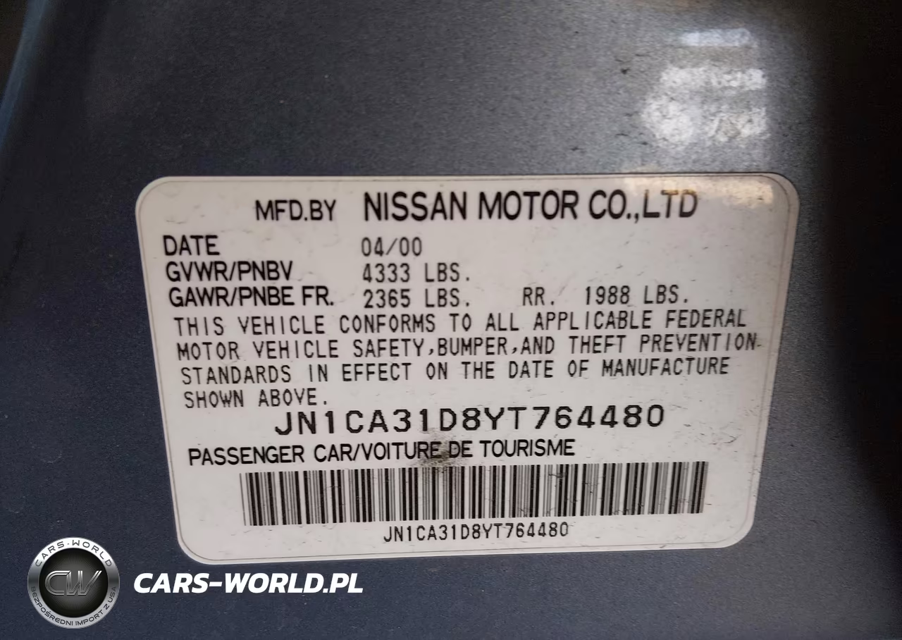 2000 Nissan Maxima Gle-Gxe-Se VIN:JN1CA31D8YT764480 - 9