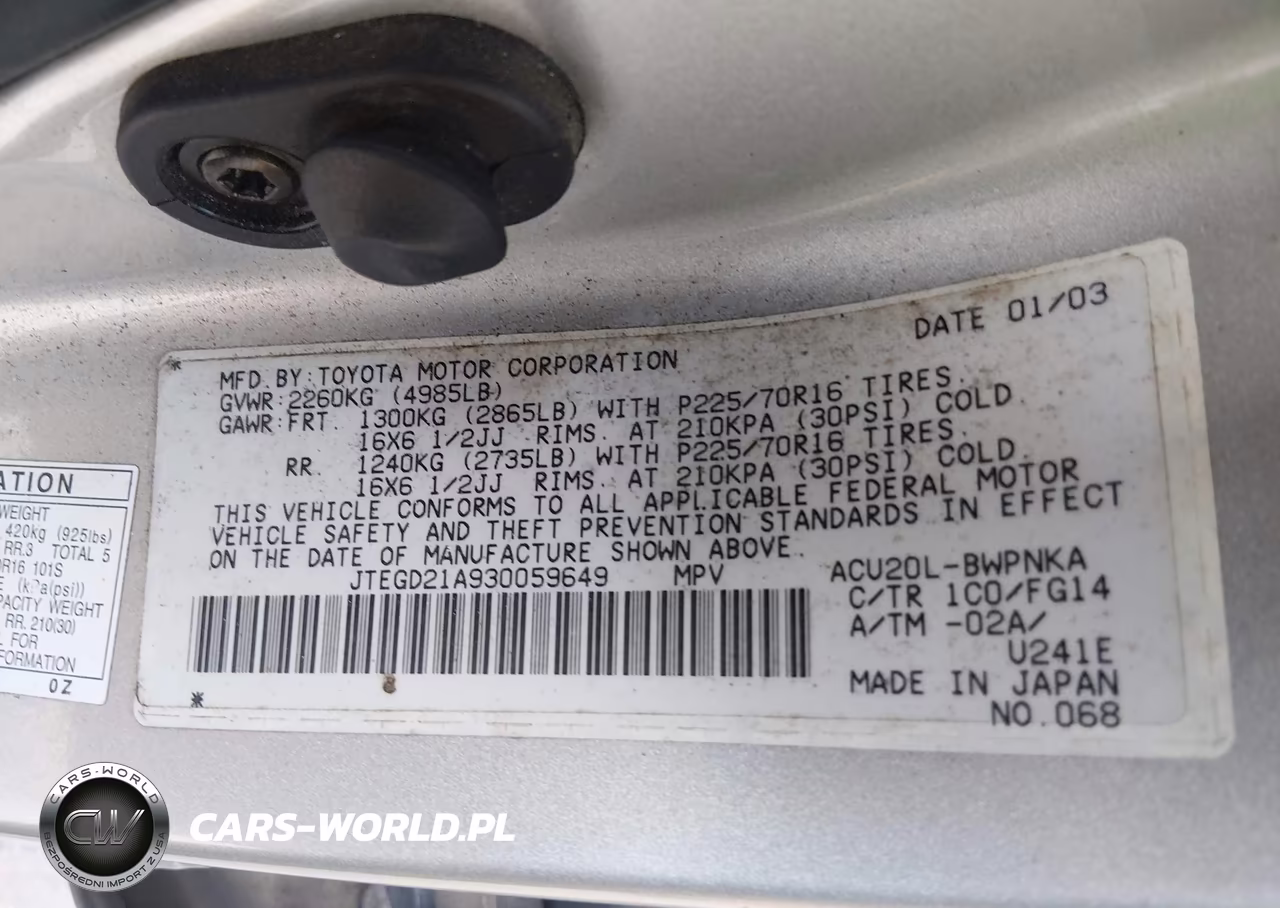 2003 Toyota Highlander VIN:JTEGD21A930059649 - 9