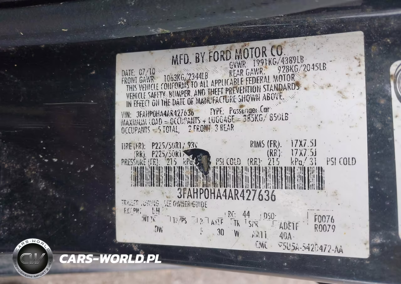 2010 Ford Fusion Se VIN:3FAHP0HA4AR427636 - 9