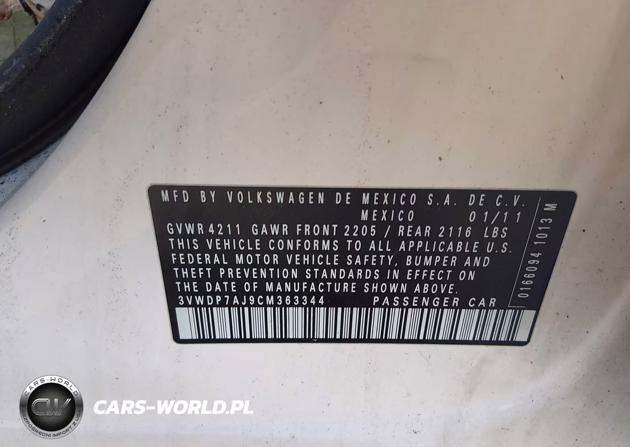 2012 Volkswagen Jetta 2.5L Se VIN:3VWDP7AJ9CM363344 - 9