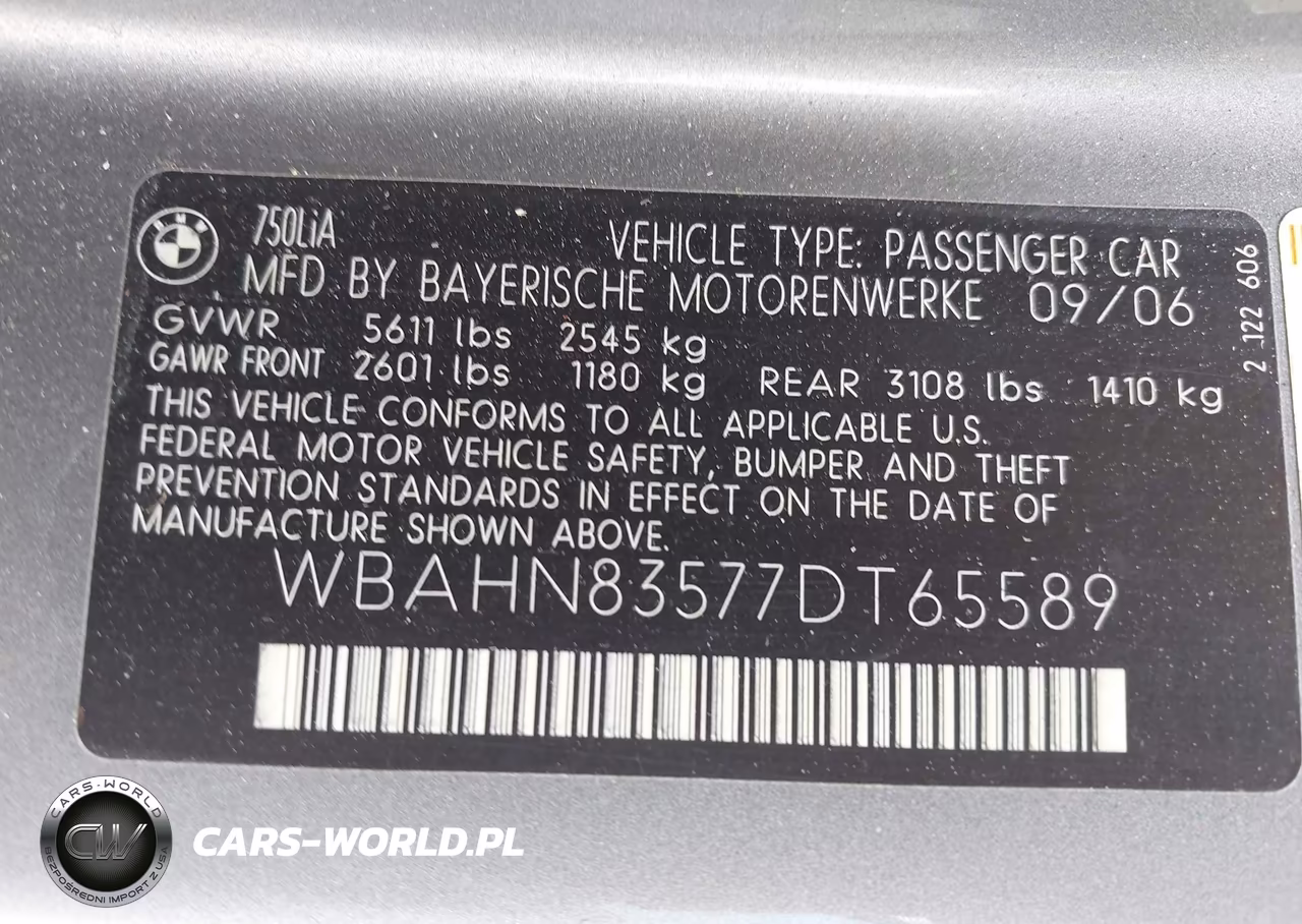 2007 BMW 750Li VIN:WBAHN83577DT65589 - 9