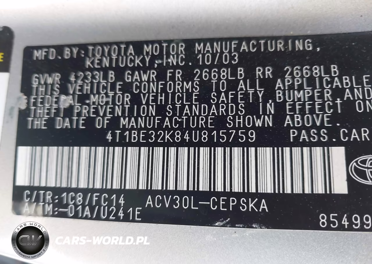 2004 Toyota Camry Se VIN:4T1BE32K84U815759 - 9