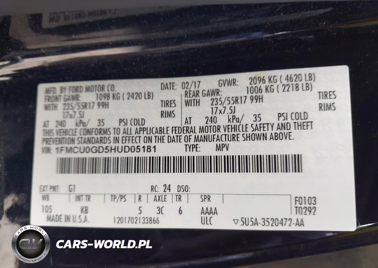 2017 Ford Escape Se VIN:1FMCU0GD5HUD05181 - 9