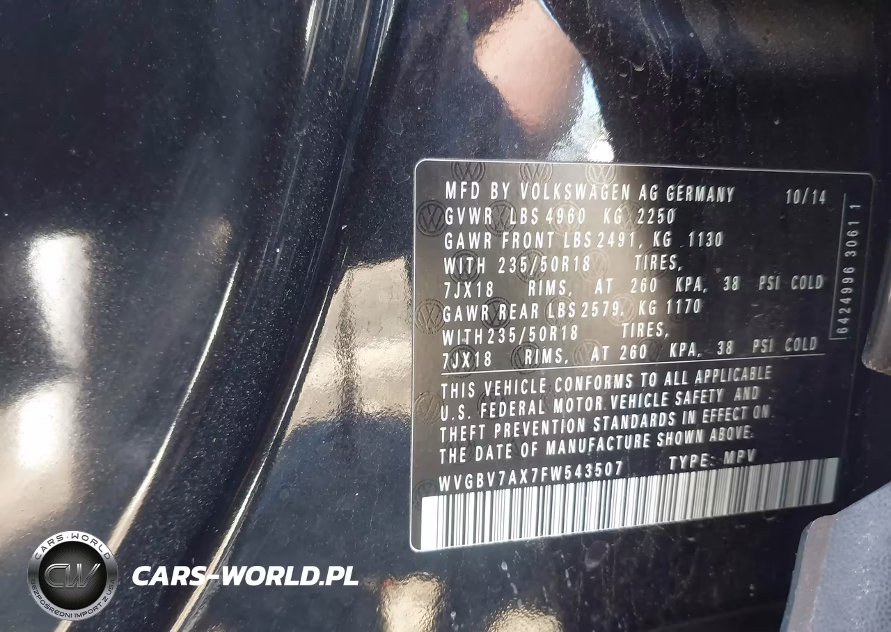 2015 Volkswagen Tiguan Se VIN:WVGBV7AX7FW543507 - 9