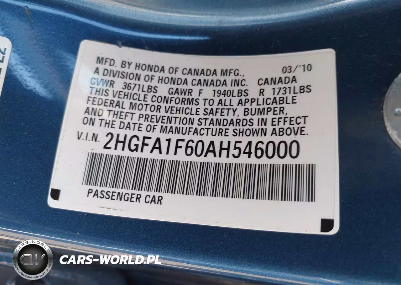 2010 Honda Civic Lx-S VIN:2HGFA1F60AH546000 - 9