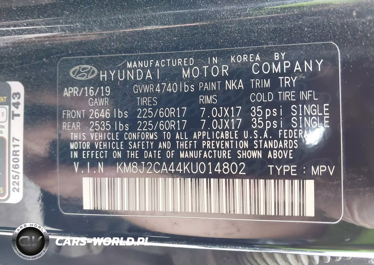 2019 Hyundai Tucson Se VIN:KM8J2CA44KU014802 - 9