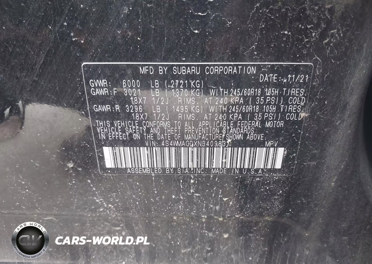 2022 Subaru Ascent Premium VIN:4S4WMACDXN3409837 - 9