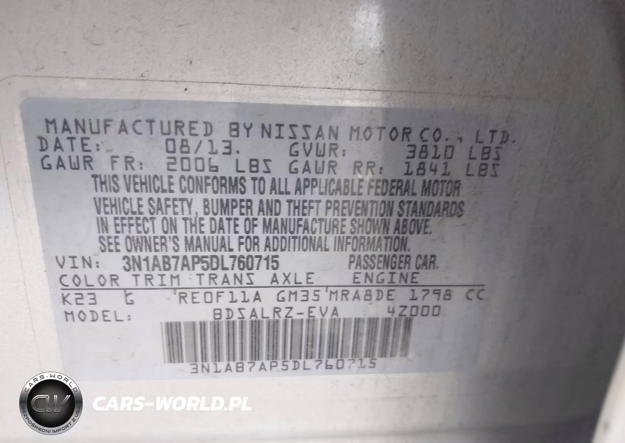 2013 Nissan Sentra Sr VIN:3N1AB7AP5DL760715 - 9