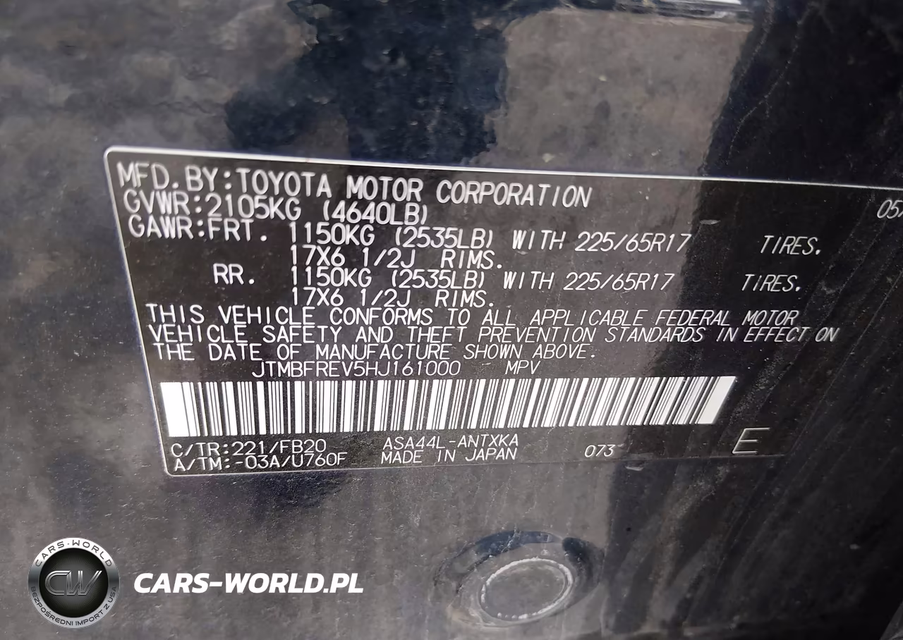 2017 Toyota Rav4 Le VIN:JTMBFREV5HJ161000 - 9