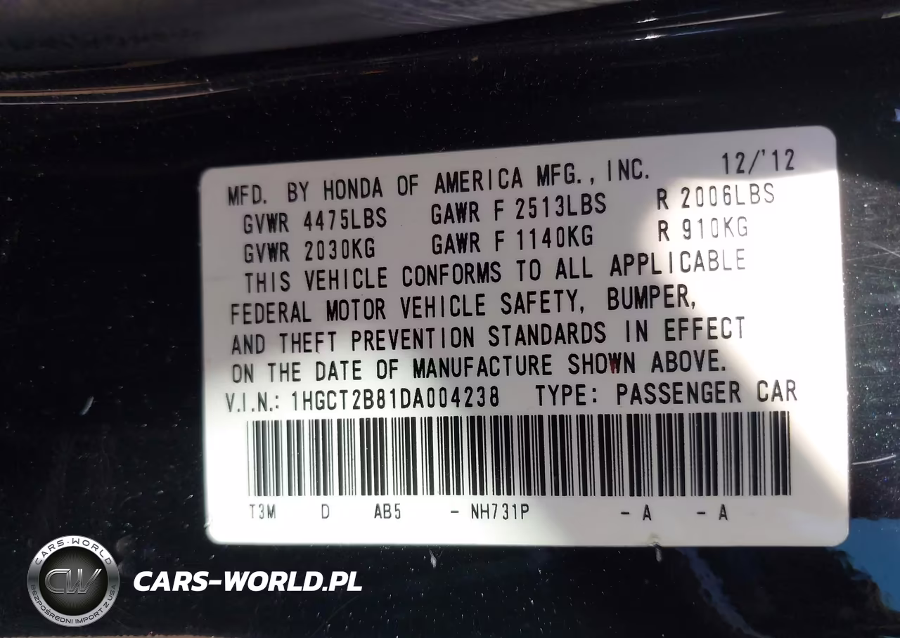 2013 Honda Accord Ex-L V-6 VIN:1HGCT2B81DA004238 - 9