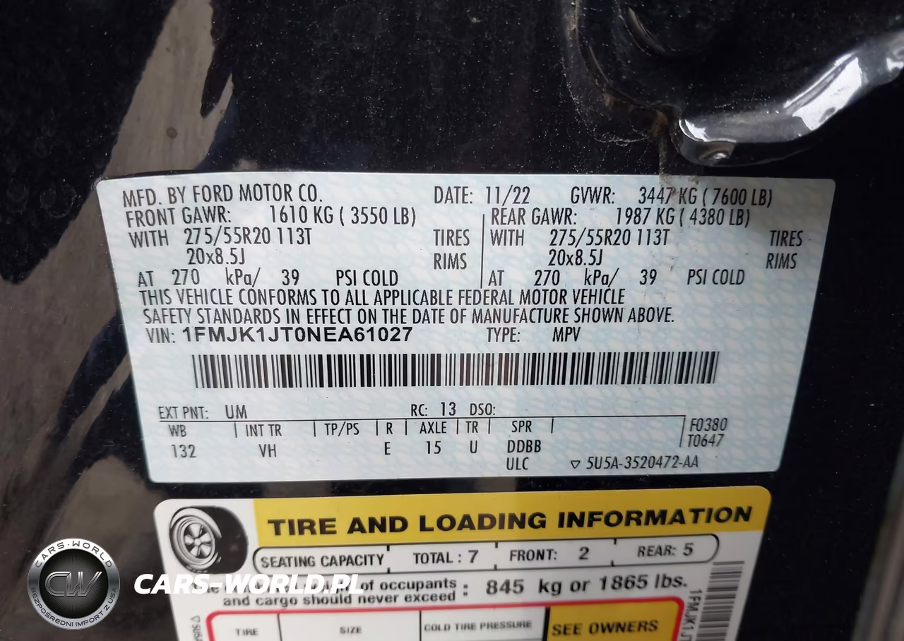 2022 Ford Expedition Xlt Max VIN:1FMJK1JT0NEA61027 - 9
