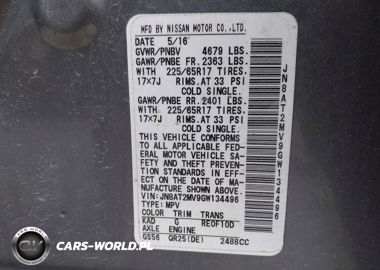 2016 Nissan Rogue S VIN:JN8AT2MV9GW134496 - 9