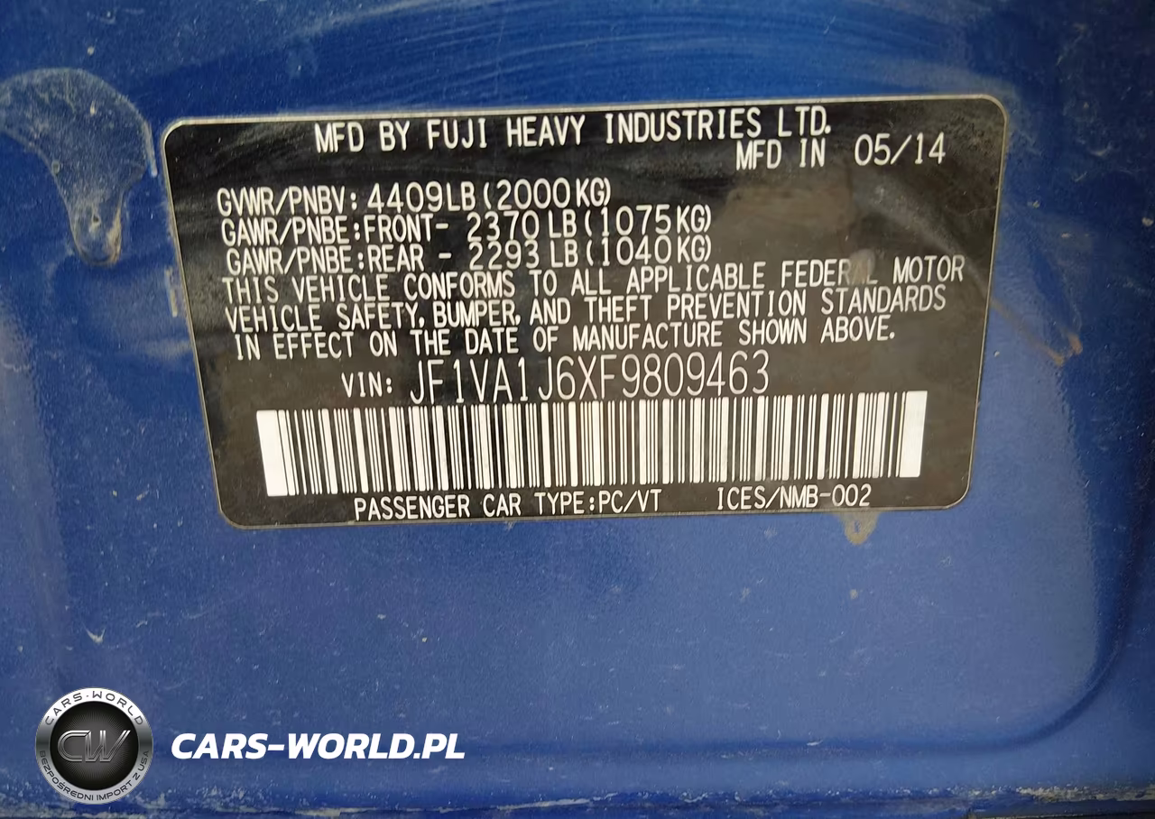 2015 Subaru Wrx Limited VIN:JF1VA1J6XF9809463 - 9