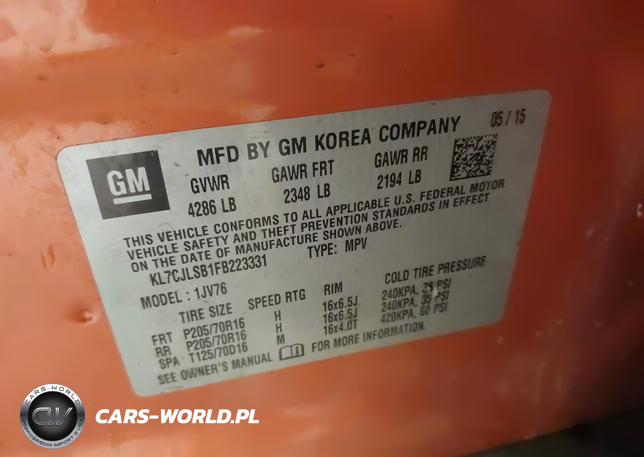 2015 Chevrolet Trax Lt VIN:KL7CJLSB1FB223331 - 9