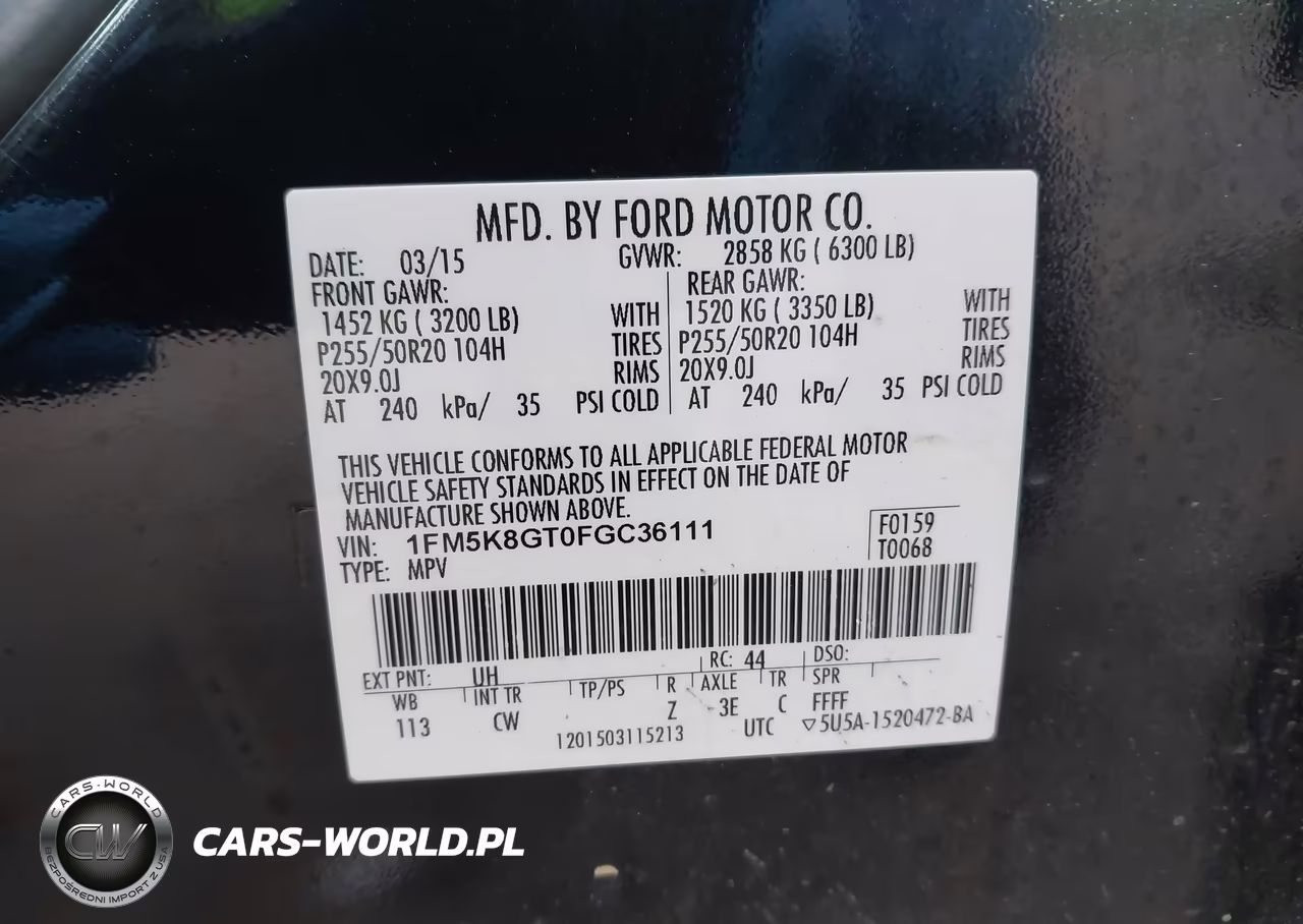 2015 Ford Explorer Sport VIN:1FM5K8GT0FGC36111 - 9